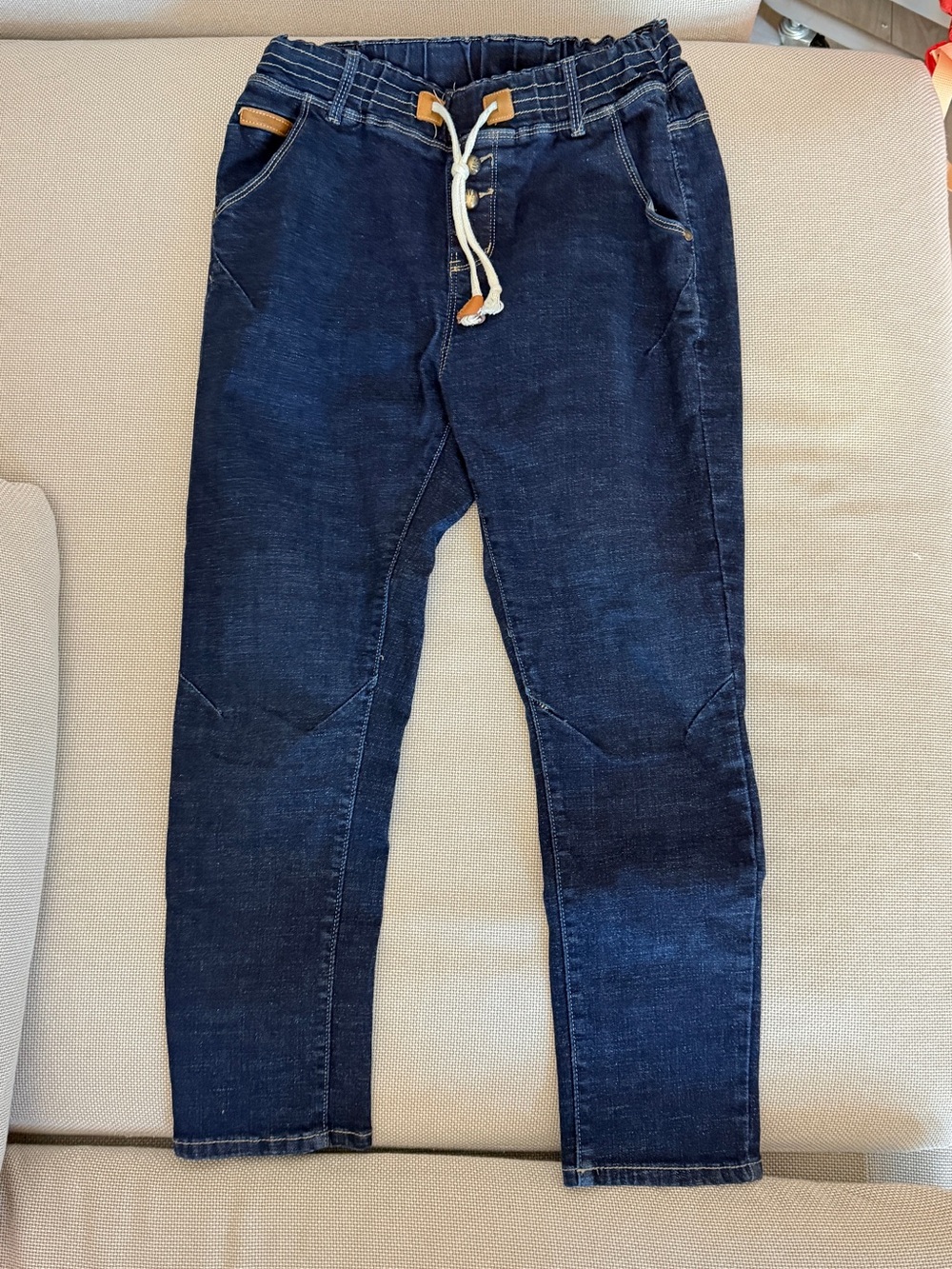 Dark Blue Drawstring Jeans